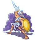 Greek Thunder God or Titan Mascot Vector Cartoon