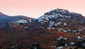 Greek town on mountainside Royalty Free Stock Photo