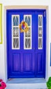 Traditional blue front door Fiskardo Kefalonia island Greece Royalty Free Stock Photo