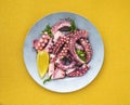 Greek traditional, sea food - Octopus with olive oile and lemon juice. Octopus Ceviche Royalty Free Stock Photo