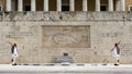 Greek traditional soldiers front of the tomb of the Unknown Soldier