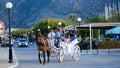 Greek traditional wedding with a horse chariot