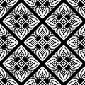Greek tribal black and white vector seamless pattern. Ethnic abstract geometric ornament. Monochrome floral background Royalty Free Stock Photo