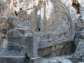 Greek trireme in the acropolis of lindos rhodes Royalty Free Stock Photo