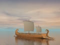 Greek trireme boat - 3D render Royalty Free Stock Photo