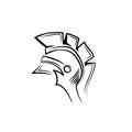 Greek trojan warrior helmet hand drawn illustration