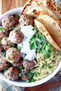 Greek Turkey Meatballs with Tzatziki Sauce Royalty Free Stock Photo