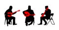 Greek Turkish, Balkan folklore music trio silhouette illustration.