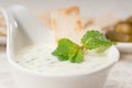 Greek Tzatziki yogurt dip and pita bread Royalty Free Stock Photo