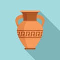 Greek vase icon flat vector. Ancient pottery Royalty Free Stock Photo