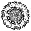 Greek vector black and white round mandala pattern. Ornamental  background with floral Baroque frame. Geometric shapes, circles, Royalty Free Stock Photo