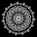 Greek vector black and white round mandala pattern. Ornamental  background. Floral vintage design. Geometric shapes, circles, Royalty Free Stock Photo