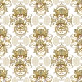 Greek vintage floral beautiful seamless pattern. Ornamental Damask Baroque style vector background. Repeat backdrop. Vintage Royalty Free Stock Photo