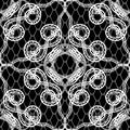 Greek vintage floral vector seamless pattern. Ornamental black and white ornate lace background. Repeat geometric grid backdrop. Royalty Free Stock Photo