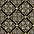 Greek waffle 3d vector seamles pattern. Geometric ornamental waffled background. Beautiful modern greek key meanders ornament.