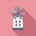 Greek windmill icon flat vector. Greece island