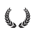 Greek wreaths and heraldic round element with black circular silhouette. set of laurel, fig and olive, victory award icons with Royalty Free Stock Photo