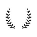 Greek wreaths and heraldic round element with black circular silhouette. set of laurel, fig and olive, victory award icons with Royalty Free Stock Photo