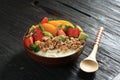 Greek Yoghurt in a Bowl with Fresh Fruit and Granola Royalty Free Stock Photo