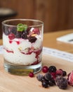 Greek yogurt with cereal and jam Royalty Free Stock Photo