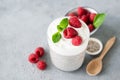 Greek yogurt chia pudding with red berries Royalty Free Stock Photo