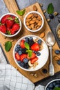 Greek yogurt granola with fresh berries . Royalty Free Stock Photo