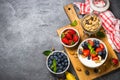 Greek yogurt granola with fresh berries . Royalty Free Stock Photo