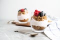 Greek Yogurt with Homemade Granola, Berries, Raspberries and Blackberries Healthy Breakfast Royalty Free Stock Photo