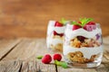 Greek yogurt raspberry biscuit parfait