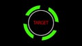 Greem circle user interface on black background. Target searching and scanning theme. 3D animation
