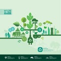 Let`s Save the world together green ecology vector illustration. Royalty Free Stock Photo