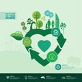 Let`s Save the world together green ecology vector illustration. Royalty Free Stock Photo