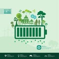 Let`s Save the world together green ecology vector illustration. Royalty Free Stock Photo