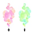 Watercolor vector colorful steam clouds, perfume scent