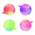 Colorful watercolor stains vector round speech bubbles set Royalty Free Stock Photo