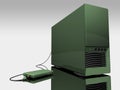 Green 3d computer tower