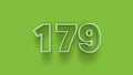 Green 3D number 179 is isolated on a Green background Royalty Free Stock Photo