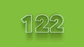 Green 3d symbol of 122 number icon on Green background
