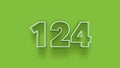 Green 3d symbol of 124 number icon on Green background