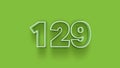 Green 3d symbol of 129 number icon on Green background Royalty Free Stock Photo