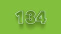 Green 3d symbol of 134 number icon on Green background Royalty Free Stock Photo