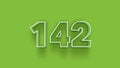 Green 3d symbol of 142 number icon on Green background Royalty Free Stock Photo