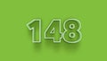 Green 3d symbol of 148 number icon on Green background