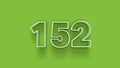 Green 3d symbol of 152 number icon on Green background Royalty Free Stock Photo