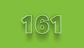 Green 3d symbol of 161 number icon on Green background