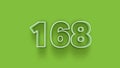 Green 3d symbol of 168 number icon on Green background