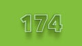 Green 3d symbol of 174 number icon on Green background Royalty Free Stock Photo