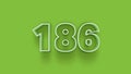 Green 3d symbol of 186 number icon on Green background Royalty Free Stock Photo