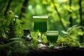 green absinthe drink in nature backdrop