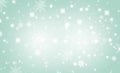 Green  abstract background. white light and snowflakes bokeh winter for Christmas new year blurred beautiful shiny lights Royalty Free Stock Photo